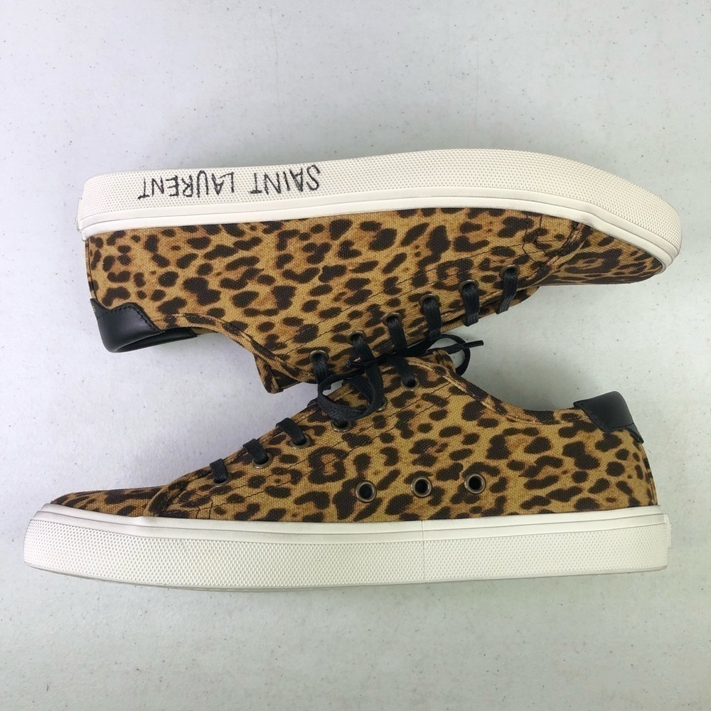 Saint Laurent Men’s Malibu Leopard Low Top Sneaker Shoes Size 8 $525 - Picture 3 of 9
